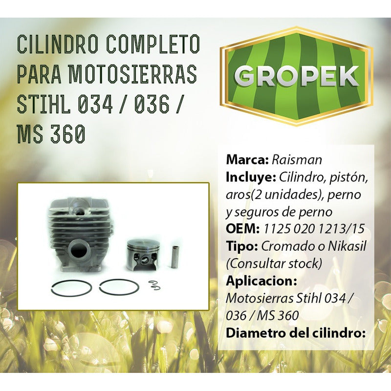 Cilindro Completo Motosierra Stihl Ms360 + 2 Juegos Juntas